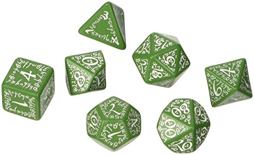 Q-workshop Qwoselv14 Elvish Dice, Set Of 7 - Green & White