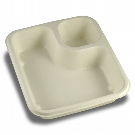T002 2 Compartment Compostable Bagasse Food Tray - Pack Of 600