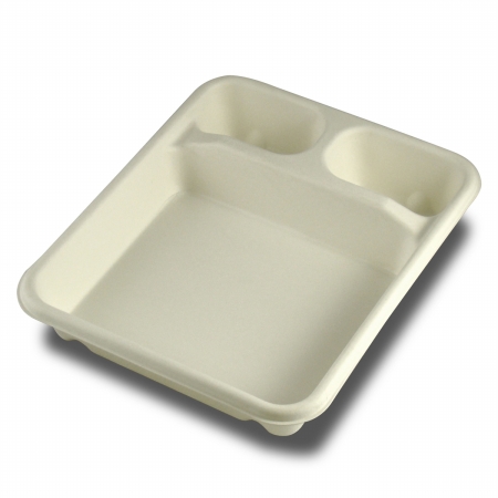 T003 3 Compartment Compostable Bagasse Food Tray - Pack Of 400
