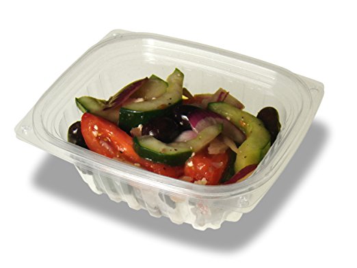 Pla-kd12 12 Oz Compostable Clear Hinged Deli Container With Lid - Pack Of 300