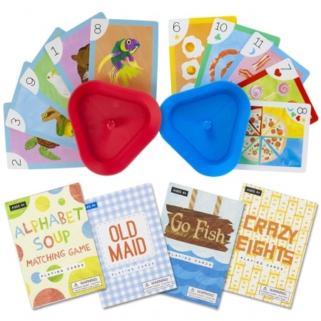 Tcar-001 Set Of 4 Classic Childrens Card Games With 2 Card Holders