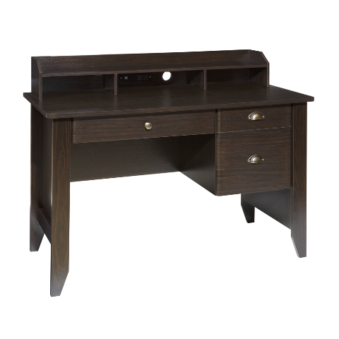 Comfort Products 50-1617 Executive Desk With Hutch, Usb & Charger Hub - Wood Grain Espresso - 36.25 X 21.5 X 47.25 In.
