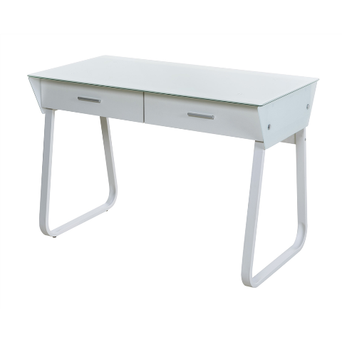 Comfort Products 50-jn1301 Ultramodern Glass Computer Desk With Drawers - White - 43.25 X 22.75 X 30.25 In.