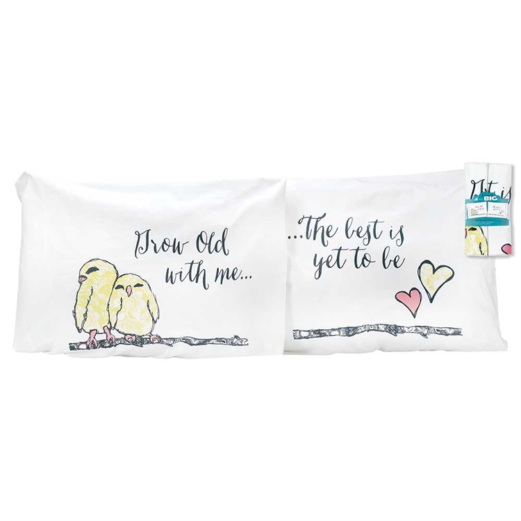 200103 Pillow Case Set - Grow Old With Me Lovebirds