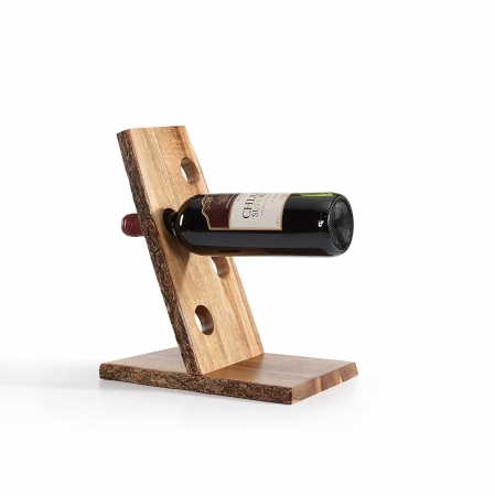 . Ws11630 Four Bottle Floating Wine Holder With Bark - Brown