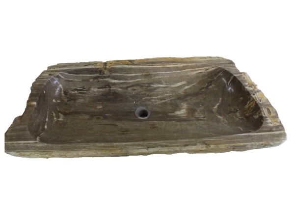 Eb-s039pw-p Natural Stone Trough Vessel Sink - Petrified Wood