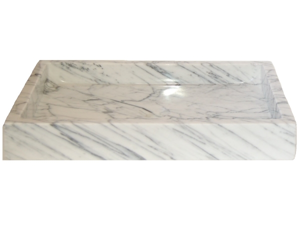 Eb-s040cw-p Rectangular Vessel Sink - White Carrara Marble