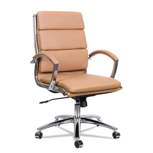 Ale Neratoli Low-back Slim Profile Chair, White Faux Leather & Chrome Frame