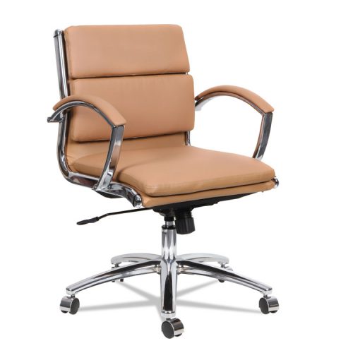 Alera Alenr4759 Neratoli Low-back Slim Profile Chair, Camel Soft Leather & Chrome Frame
