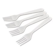General Supply Genhywiwf Plastic Heavy Weight Cutlery Forks, White