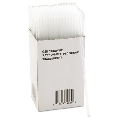 General Supply Genstrawut Translucent Unwrapped Jumbo Straws, 7.75 In.