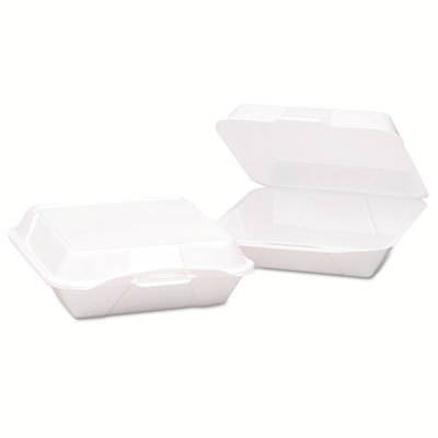 Gen-pak Gnp20500v Vented Hinged-lid Foam Carryout Containers, White - 100 Per Box & Box Of 2