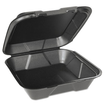Gen-pak Gnpsn200vw3l Hinged Carryout 1 Compartment Containers, Black - 100 Per Box & Box Of 2