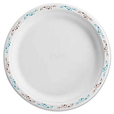 Huh22519 Molded Fiber Dinnerware Plate Vines, White - 10.5 In. Dia. - 125 Per Pack & 4 Packs Per Carton
