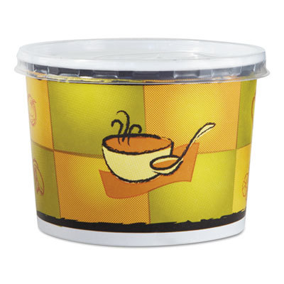 Huh70412 12 Oz Streetside Squat Paper Food Container With Lid, Streetside Design - Multicolor - 250 Per Carton