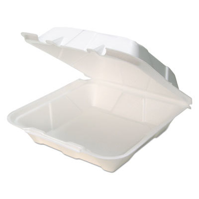 Pctytd19901 Foam Hinged Lid Containers, White - 9 X 9 X 3.5 & Large - 150 Per Carton