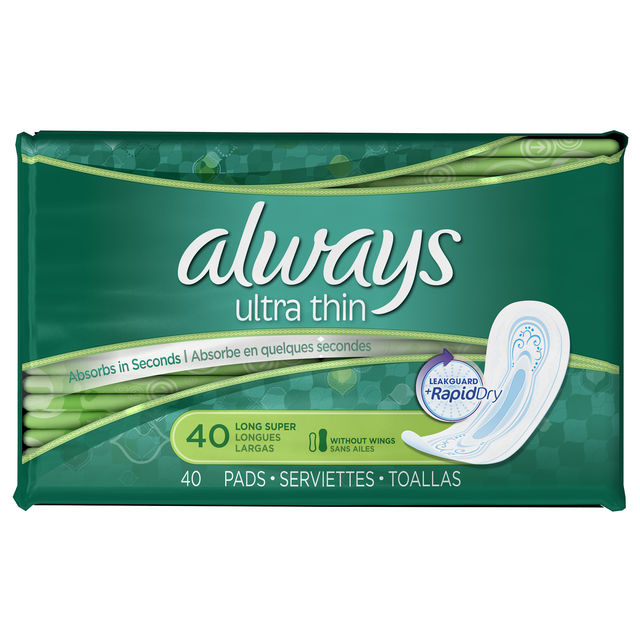 Pgc32494 Always Ultra Thin Long Pads Super Non-wing Unscented, 40 Count