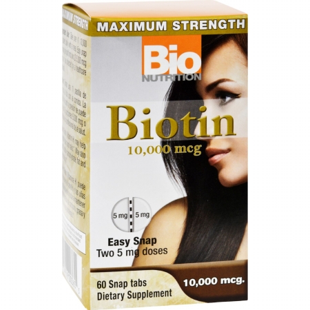 Bio Nutrition 1702851 Gluten Free 10000 Mcg Biotin Dietary Supplement, 60 Tablets
