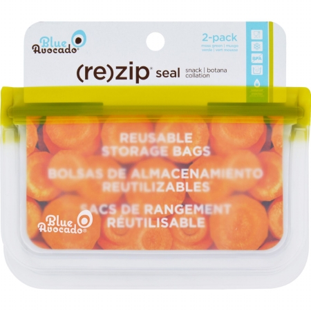 1736628 Re-zip Snack Bag, Green - 2 Count