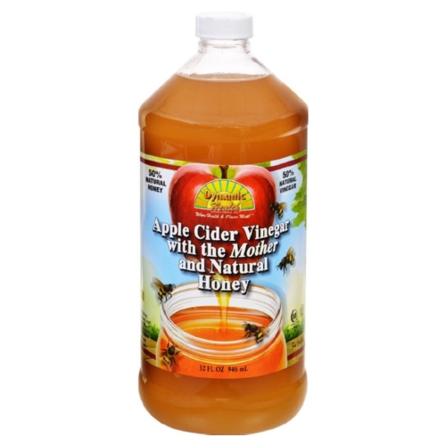 Dynamic Health 1739200 32 Oz Gluten Free Apple Cider Vinegar With The Mother & Natural Honey In Glass Bottle