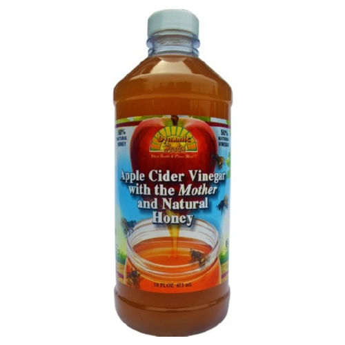Dynamic Health 1739184 16 Oz Gluten Free Apple Cider Vinegar With The Mother & Natural Honey In Glass Bottle