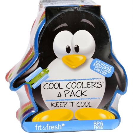 1636547 Cool Coolers Ice Packs Keep Food Chilled, Multicolored Penguin - 4 Count