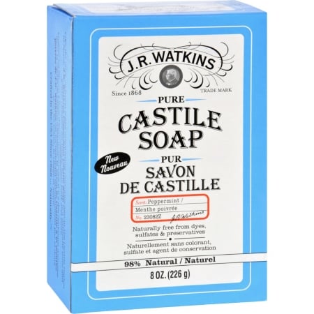 J.r. Watkins 1732833 8 Oz Castile Bar Soap, Peppermint