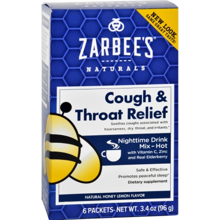 1689850 Gluten Free Cough & Throat Relief Nighttime Drink Mix Supplement, 6 Packets