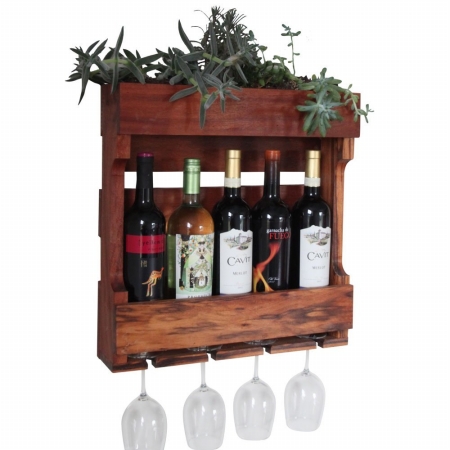 Wr-wm Sp Wall Mounted Wine Rack With Succulent Planter