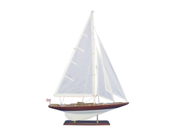 WIL-R-35 35 in. Wooden William Fife Model Sailboat Decoration