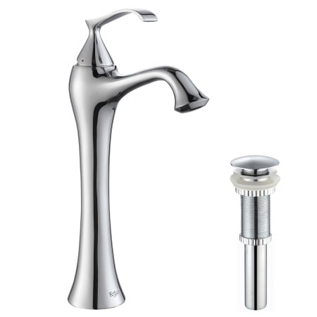 Kraus Kef-15000-pu-10ch Ventus Single Hole & Handle Vessel Bathroom Faucet With Matching Pop-up Drain, Chrome