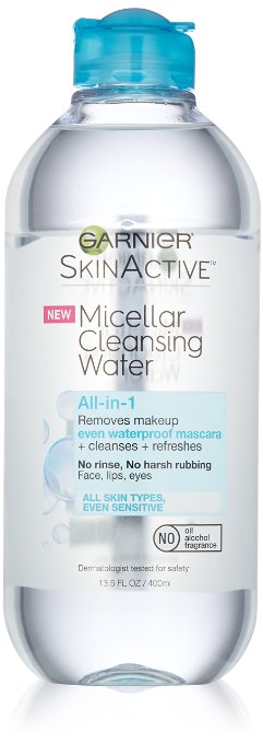 Garnier Skin 1653342 Waterproof Micellar Cleansing Water Cleanser & Waterproof Makeup Remover, 13.5 Oz