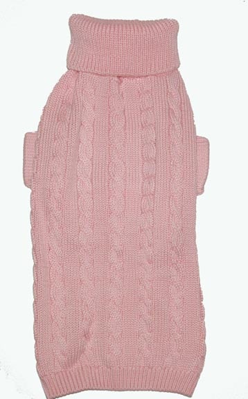 07152002-16 Petal Pink Cotton Cable Dog Sweater - 16 In.