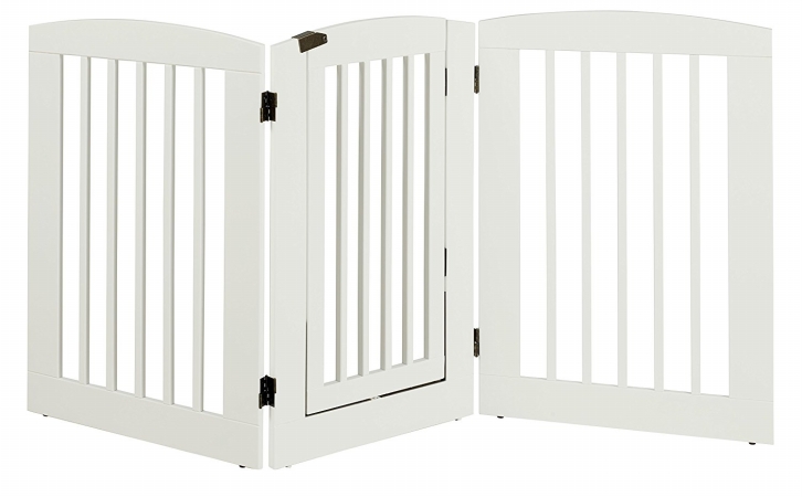 Furniture 393603 36 In. Ruffluv 3 Panel Expansion Pet Gate With Door Large - White
