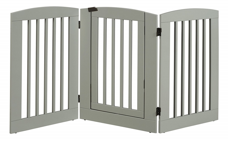 Furniture 393604 36 In. Ruffluv 3 Panel Expansion Pet Gate With Door Large - Grey