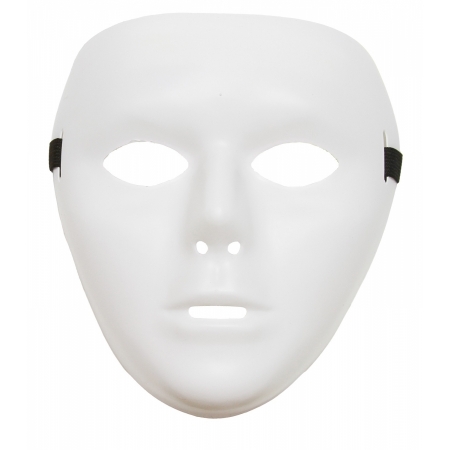 Kayso Az003wh White Full Face Dance Jabbawokeez Plastic Costume Mask, One Size