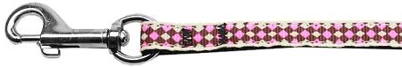 0.37 In. 4 Ft. Pink Checkers Nylon Dog Leash