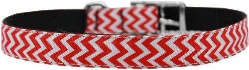 0.75 In. Chevrons Nylon Dog Collar With Classic Buckle, Red - Size 14