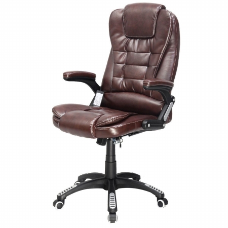 Cb16790 Executive Ergonomic Massage Vibrating Office Chair, Black & Brown