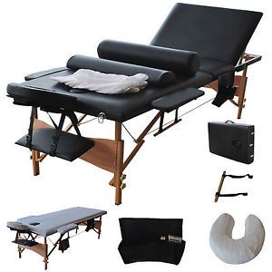 Cb15206 84 In. Massage Table Portable Facial Bed With Sheet, Cradle, Cover & Bolsters 3 Fold - Black