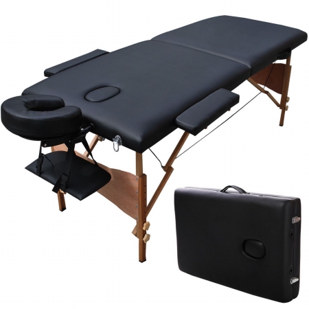 Cb15209 84 In. Massage Table Portable Facial Spa Bed Tattoo With Free Carry Case, Black
