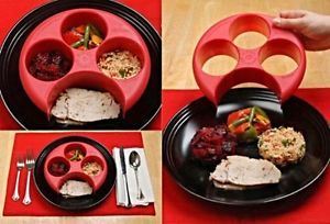 Cb16594 Portion Control Plate Meal Measure Weight Loss Diet Plan, Red & Yellow