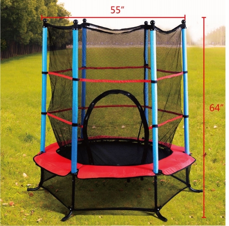 Cb16131 55 In. Trampoline Jumping With Safety Pad Enclosure Combo Exercise, Black & Red