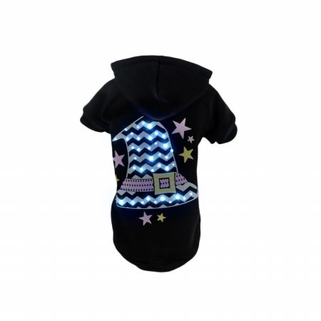 Led Lighting Magical Hat Hooded Sweater Pet Costume, Large - Black