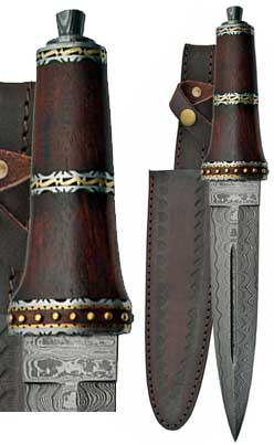 Ra077 Dirk Wod Damascus Athame, 13.75 In.