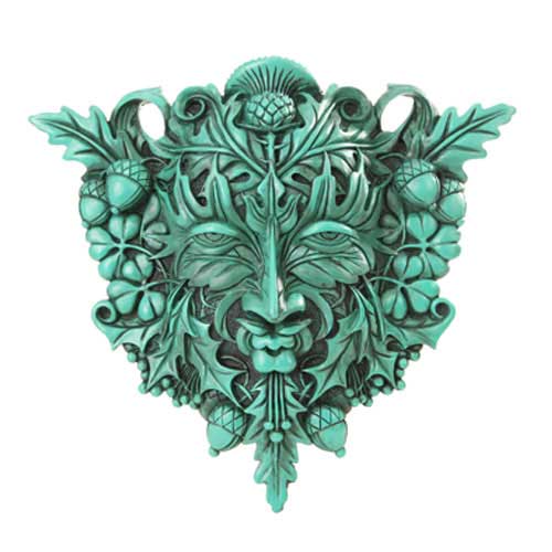 Sg700 Hand Painted Greenman Plaque Statue