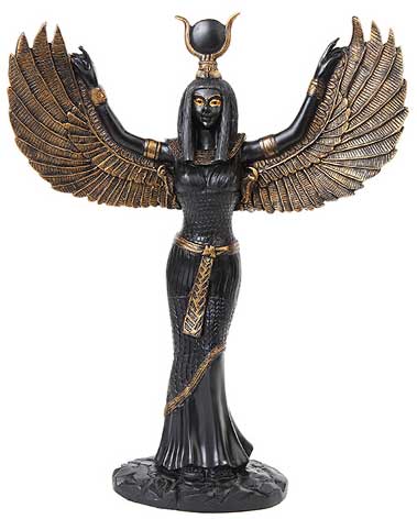 Si578 Egyptian Isis Statue With Spread Wings, 11.88 X 9.88 X 3.5 In.