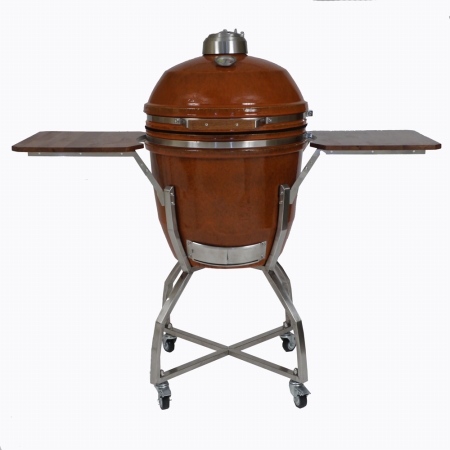 19 In. Ceramic Kamado Grill With Cart & Shelves, Rusted