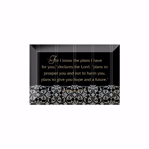 99176 For I Know The Plans Glass Plaque