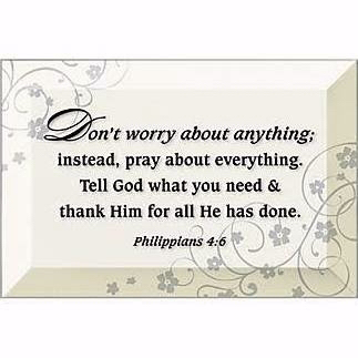 100357 Easel Backed Dont Worry Glass Plaque, Philippians 4 - 6